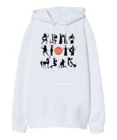 Zodiac Ancient Greece - Antik Yunan Burçlar Beyaz Oversize Unisex Kapüşonlu Sweatshirt - Tisho