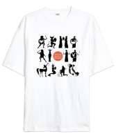 Zodiac Ancient Greece - Antik Yunan Burçlar Beyaz Oversize Unisex Tişört - Tisho