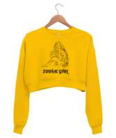 Zodiac GİRL Sarı Kadın Crop Sweatshirt - Tisho