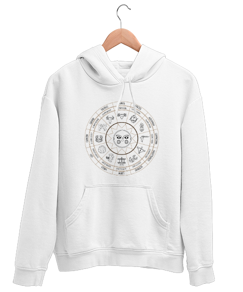 Zodiac - Horoscope - Burçlar - Astroloji Beyaz Unisex Kapşonlu Sweatshirt - Tisho