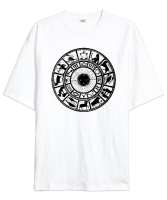 Zodiac - Horoscope - İlkel Çizim- Astroloji Beyaz Oversize Unisex Tişört - Tisho