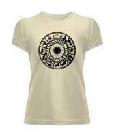 Zodiac - Horoscope - İlkel Çizim- Astroloji Krem Kadın Tişört - Tisho