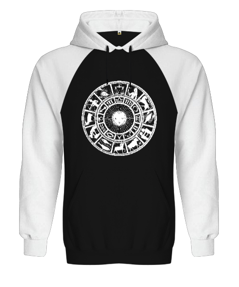 Tisho - Zodiac - Horoscope - İlkel Çizim- Astroloji Siyah/Beyaz Orjinal Reglan Hoodie Unisex Sweatshirt