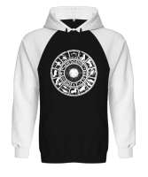 Zodiac - Horoscope - İlkel Çizim- Astroloji Siyah/Beyaz Orjinal Reglan Hoodie Unisex Sweatshirt - Tisho