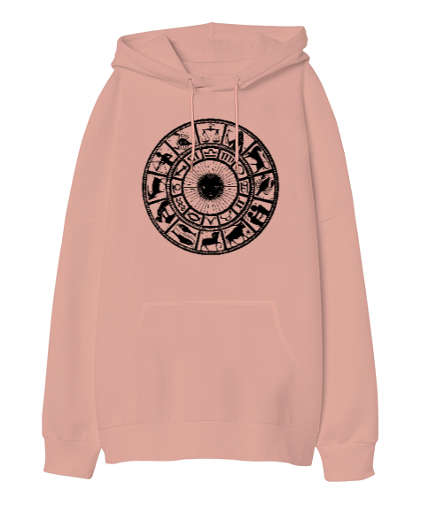 Tisho - Zodiac - Horoscope - İlkel Çizim- Astroloji Yavru Ağzı Oversize Unisex Kapüşonlu Sweatshirt