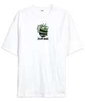 ZOM-BEE Beyaz Oversize Unisex Tişört - Tisho