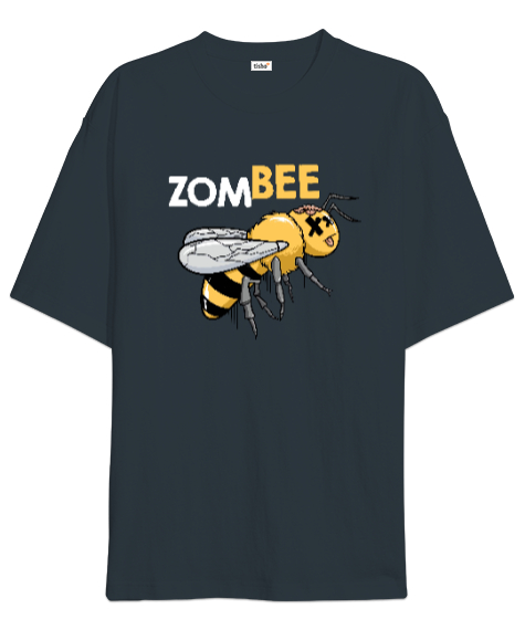 Zombee - Zombi Arı Füme Oversize Unisex Tişört - Tisho
