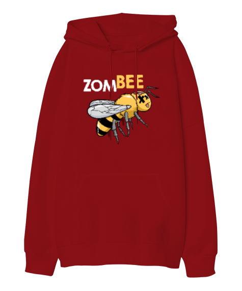 Tisho - Zombee - Zombi Arı Kırmızı Oversize Unisex Kapüşonlu Sweatshirt