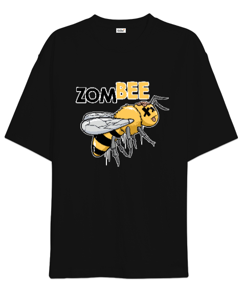 Zombee - Zombi Arı Siyah Oversize Unisex Tişört - Tisho