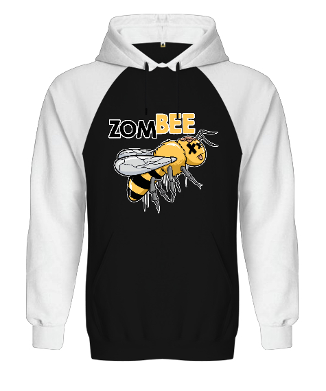 Tisho - Zombee - Zombi Arı Siyah/Beyaz Orjinal Reglan Hoodie Unisex Sweatshirt