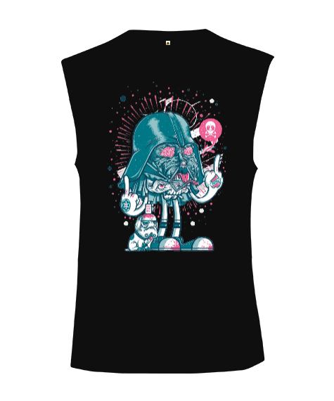 Zombi Darth Vader Star Wars Baskılı Kesik Kol Unisex Tişört - Tisho