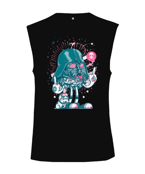 Tisho - Zombi Darth Vader Star Wars Baskılı Kesik Kol Unisex Tişört