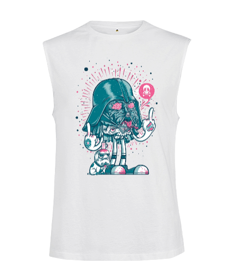 Zombi Darth Vader Star Wars Baskılı Kesik Kol Unisex Tişört - Tisho