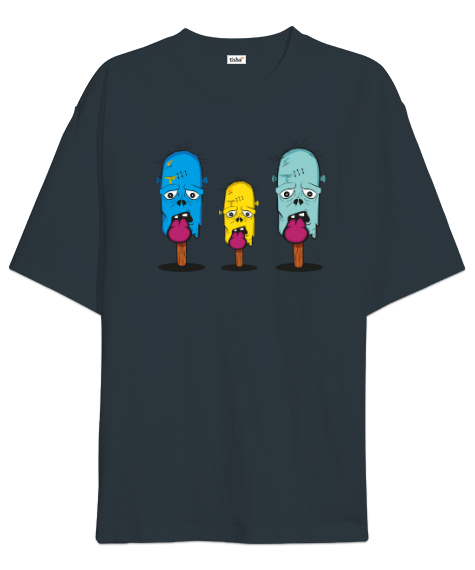 Tisho - Zombi Dondurmalar - Zombie Ice Cream Füme Oversize Unisex Tişört