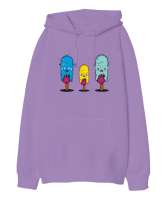 Zombi Dondurmalar - Zombie Ice Cream Lila Oversize Unisex Kapüşonlu Sweatshirt - Tisho