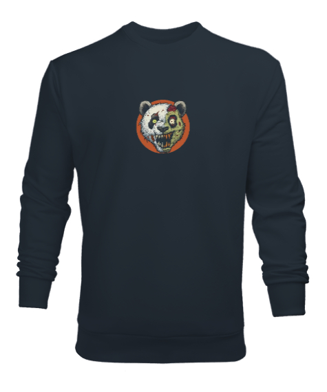 Tisho - Zombi Panda Kafası Füme Erkek Sweatshirt