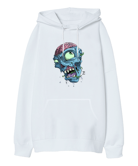 Tisho - Zombi Tasarım Baskılı Oversize Unisex Kapüşonlu Sweatshirt