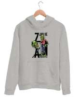 Zombi - Zombie Gri Unisex Kapşonlu Sweatshirt - Tisho