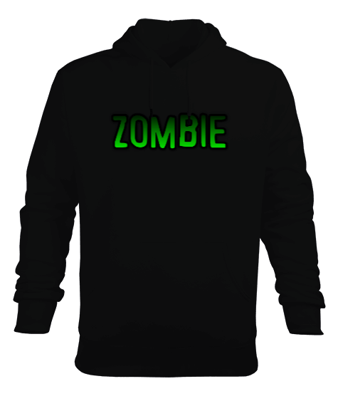 Tisho - Zombi Zombie yazılı kapşonlu hoodie sweatshirt Erkek Kapüşonlu Hoodie Sweatshirt