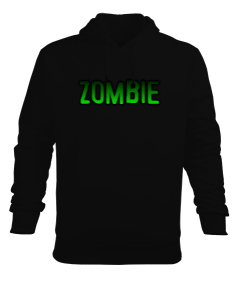 Tisho - Zombi Zombie yazılı kapşonlu hoodie sweatshirt Erkek Kapüşonlu Hoodie Sweatshirt
