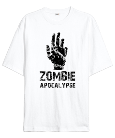 Zombie Apocalypse Tasarım Baskılı Oversize Unisex Tişört - Tisho