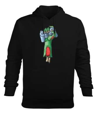 Zombie Gamer Siyah Erkek Kapüşonlu Hoodie Sweatshirt - Tisho