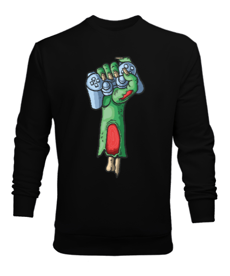Tisho - Zombie Gamer Siyah Erkek Sweatshirt