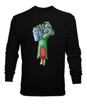 Zombie Gamer Siyah Erkek Sweatshirt - Tisho