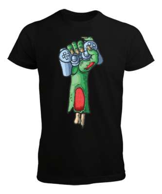 Zombie Gamer Siyah Erkek Tişört - Tisho