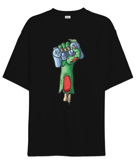 Tisho - Zombie Gamer Siyah Oversize Unisex Tişört