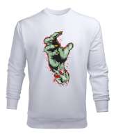 Zombie Hand - Zombi Eli Beyaz Erkek Sweatshirt - Tisho