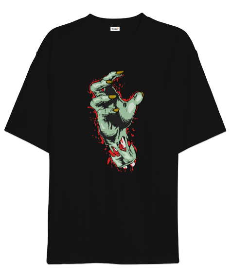 Tisho - Zombie Hand - Zombi Eli Siyah Oversize Unisex Tişört