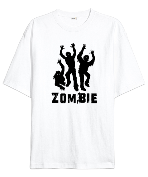 Tisho - Zombies - Zombiler Beyaz Oversize Unisex Tişört