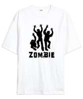 Zombies - Zombiler Beyaz Oversize Unisex Tişört - Tisho