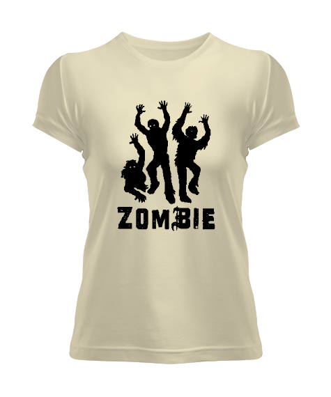 Tisho - Zombies - Zombiler Krem Kadın Tişört