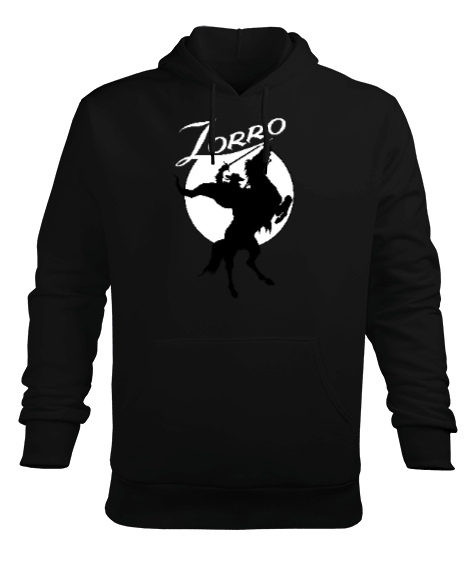Tisho - Zorro Efsanesi Siyah Erkek Kapüşonlu Hoodie Sweatshirt