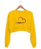 Zumba Spor Dans Love Yoga Sarı Kadın Crop Sweatshirt - Tisho