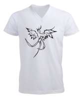 ZÜMDÜRÜDÜ ANKA Beyaz Erkek Kısa Kol V Yaka Tişört - Tisho