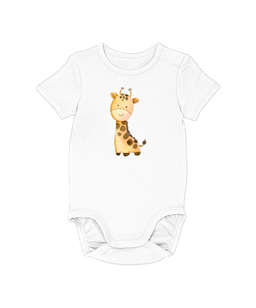 Tisho - Zürafa baskılı Beyaz Bebek Zıbını