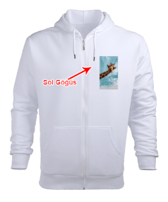 zürafa baskılı sweat Erkek Kapşonlu Fermuarlı - Tisho