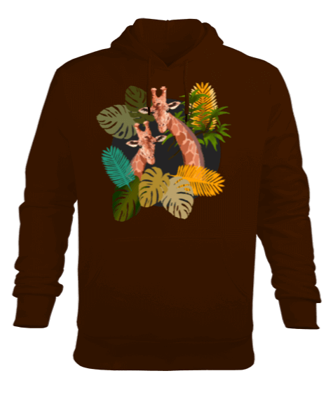 Tisho - Zürafa desenli Erkek Kapüşonlu Hoodie Sweatshirt