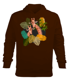 Zürafa desenli Erkek Kapüşonlu Hoodie Sweatshirt - Tisho