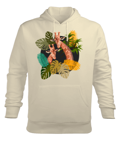 Tisho - Zürafa desenli Erkek Kapüşonlu Hoodie Sweatshirt