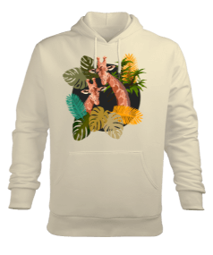 Zürafa desenli Erkek Kapüşonlu Hoodie Sweatshirt - Tisho