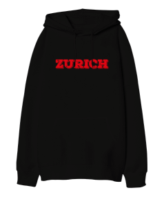 Zurich Oversize Unisex Kapüşonlu Sweatshirt - Tisho
